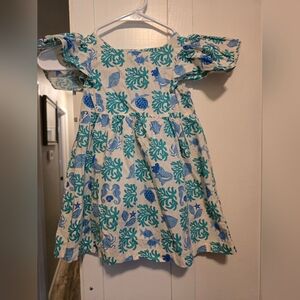 Mini Boden Blue and Green Patterned Kids Dress